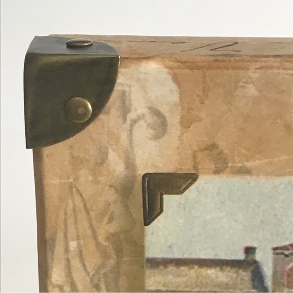 T. HIGGINS Collectible Wooden Storage Box Metal Corners & Handles - Venice Motif - Picture 4 of 15